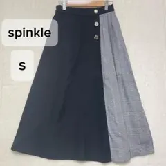 spinkle フレアスカート ウエストゴム チェック柄 ドッキング Sサイズ