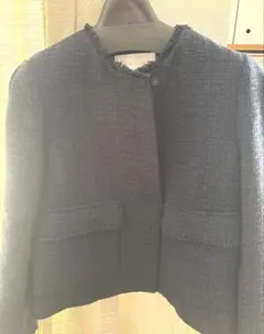 Ballsey ラメミックスツイード セミダブルクルーノーカラージャケット 36