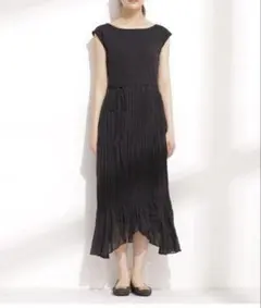 ナノユニバース　テレコ×プリーツスカートワンピース ノースリーブ