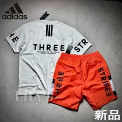 【ＸＬサイズ】adidas上下セットアップ　白オレンジ　25新作　ルーズフィット