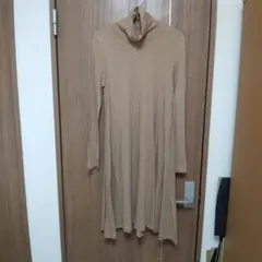 12/11迄出品☆スナオクワハラ ベージュ タートルネック ワンピース