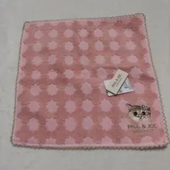 PAUL & JOE 猫刺繍 ハンカチ ピンク