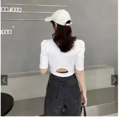 GRL ♡ バックオープンパフスリーブショート丈トップス 白