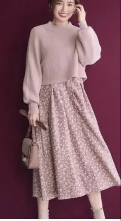 【新品未使用】anysis ニット　セット フラワーワンピース　S