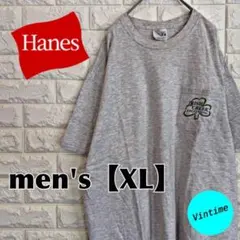 y495【Hanes】プリントTシャツ【メンズXL】ライトグレー