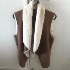 【美品】Bershka ムートンベスト Sサイズ ブラウン　ベルシュカ