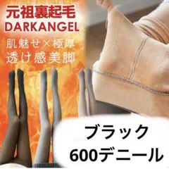 ダークエンジェル　裏起毛フェイクタイツ　600デニール　黒　ブラック