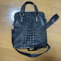 黒 クロコダイル風 2way ショルダーバッグ