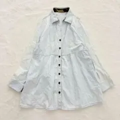 ノアジェ デニムシャツワンピース スキッパー ポケット有 ライトブルー 【L】