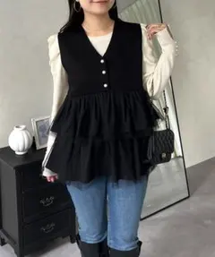 新品☆ チュールフリルVネックベスト