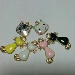 同梱値引き★ネコ　ねこ★ハンドメイド*チャーム　⑥種