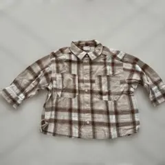 【petitmain】90cm ブラウン系襟付きチェック