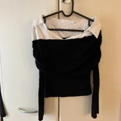 シャツつき黒カットソー　レイヤード　ミームセレクトのサムネイル