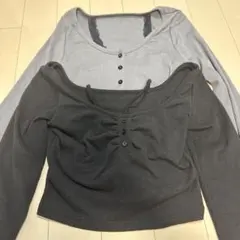 長袖トップス グレー ブラック 2点セット