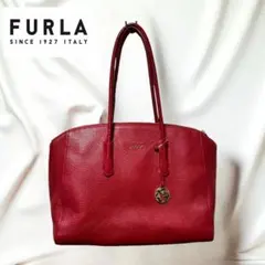 【美品】 フルラ　テッサ　トートバッグ　オールレザー　レッド　肩掛け　A4可能