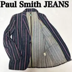 ポールスミス　ジーンズ　テーラードジャケットマルチストライプ エルボーパッチ