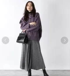 JEANASIS メタリック プリーツ ロングスカート グレー