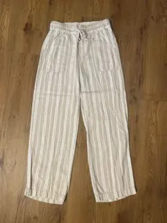 GAP ストライプ柄 リネン混 カジュアルパンツ