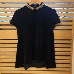 黒のビジューネックベルベットチュニックのサムネイル