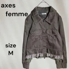 axes femme ジャケット M レース 刺繍 バックリボン ブルゾン