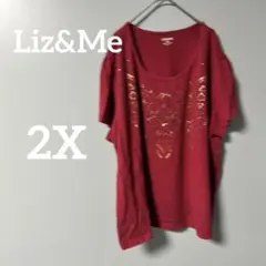 Liz&Me 赤色装飾Tシャツ 2X