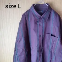 【美品】　日本製　ALVANRO　長袖シャツ　マルチカラー　ストライプ　L