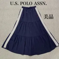 U.S. POLO ASSN. ティアードスカート　ネイビー　美品　サイドライン