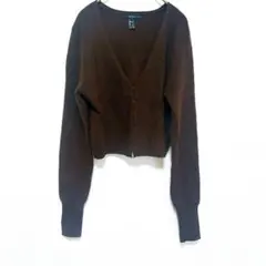 美品 フォーエバー21 【L】カーディガン Vネック リブ 長袖 茶 羊毛のサムネイル