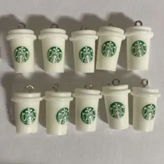 コーヒーカップチャーム 10個セット【白】