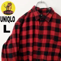 usa古着 UNIQLO　ネルシャツ　L レッド　ブラック　チェック　ユニクロ