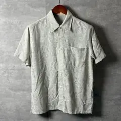 ZunWangChe シルク混 ヘンプ ペイズリー 半袖シャツ M相当