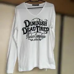 メンズ Tシャツ 長袖 ホワイト Vネック L