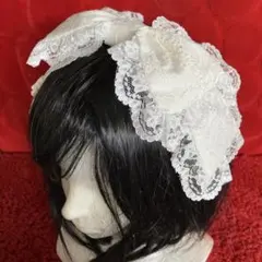 【オフホワイト】リボンカチューシャ【手作り】
