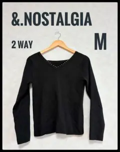&.NOSTALGIA 黒　前後2Way パール　ニット　リブニット　M