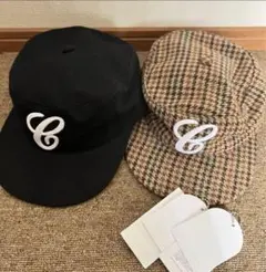 早い者勝ち6CRAYON キャップ ブラック 千鳥格子 2点セット