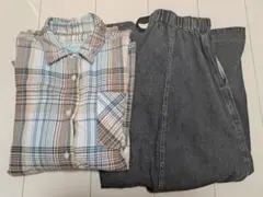 niko and…　今季　ほぼ新品　チェックシャツ　デニムスカートセット　M