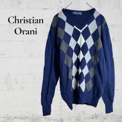 【Christian Orani】【3L】メンズセーター　小さめ　レトロ　ワーク