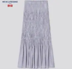 セール　UNIQLOユニクロイネス☆ツイストプリーツロングスカート☆パープルL