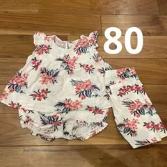 セットアップ　ハーフパンツ3点セット80 ボタニカル　西松屋　花柄