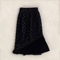 シンクセンス ロングスカート フレアスカート ブラック 刺繍 デザインスカート