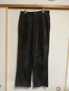 80's old uniqlo初期タグ コーデュロイパンツ　太め　ダークグリーン