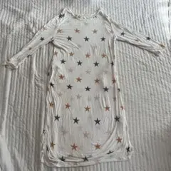 ジェラートピケ gelatopique 星柄　ロングワンピース 7部　8部丈　白