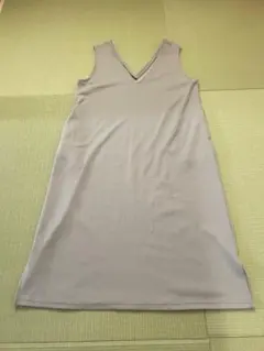 【ジャンスカ】Vネック ノースリーブ ロングワンピース
