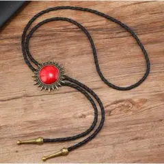 ループタイ（レッド）ボロタイネックレスエスニックネクタイレトロアクセサリー055