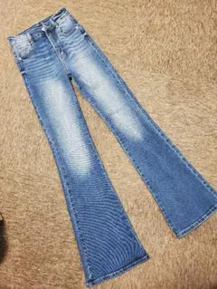 ハイウエストフレアデニムパンツ[cu498] グレイル GRL XS ブルー