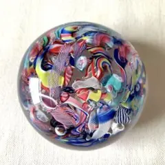 パースシャー社製 1988年 ミルフィオリ ガラスvintage ブルー 六角形