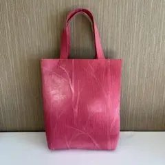 【ハンドメイド】ピンク 植物模様 着物リメイクトートバッグ/A4サイズ収納可