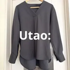 【Utao: ウタオ】Utao: スキッパージョーゼットブラウス グレーM