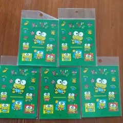 サンリオ けろけろけろっぴ/グリーン シール5枚/ステッカー：1994年製