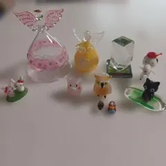 ガラス製ミニチュア置物セット 天使 動物